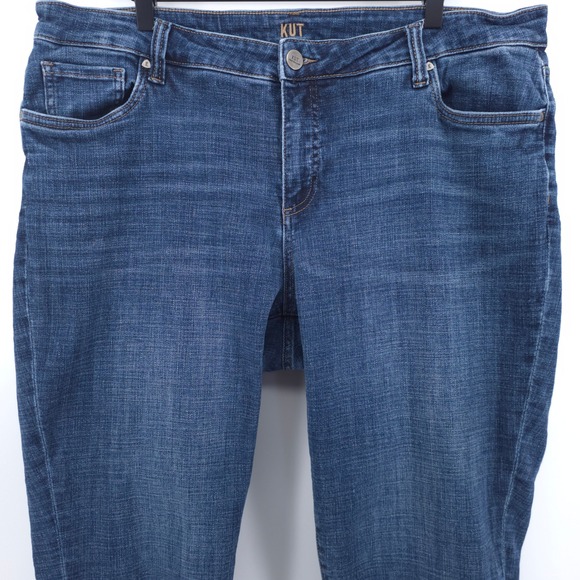 Kut From The Kloth Womens Jeans 18W Blue Medium Wash Cropped Raw Hem Cuffed - Picture 2 of 11